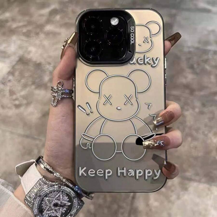 Silver Line Giant Bear Compatible With Apple 15 Phone Case 16 Pro Color Silver 14 Plus Hard Shell 13 Premium 8 - Argento - Visualizzare 1