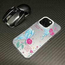 Funda de Teléfono con Patrón de Mariposa Rosa IMD Láser para iPhone 16 Pro Max 15 Pro 14 Plus 13/12/11, Duradera y a Prueba de Golpes, Estilo Básico de Moda, Protección de Borde de Lente Elevada, Adecuada como Regalo para Hombres, Mujeres y Adolescentes - Colores mixtos - Ver 5