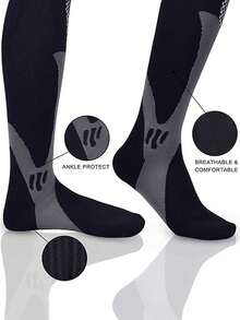 1 Pair Compression Socks Men Best Rated Support Non Slip Travel Long Flights Christmas Gift Friend Mother Dad Madrina Work Athletic Gym Sport Running Hiking Cycling, Cozy