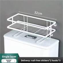 Platzsparendes Badezimmer-Regal über der Toilette - Aufbewahrungsregal aus Kohlenstoffstahl, ohne Bohren zu installieren, Shampoo- und Duschgel-Organizer, modernes schwarzes Design, ideal für kompakte Badezimmerorganisation, Badezimmeraufbewahrung und Regale