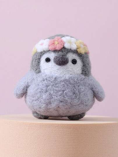 Felt Starter Kit, DIY Penguin And Flower Headband Making Kit (Includes Felt Needle, Foam Pad, Wool Roving, Instructions And Other Felt Supplies)