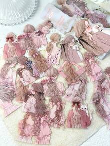 30 pièces/paquet Autocollants silhouette de fille vintage, autocollants décoratifs pour scrapbooking, journal, album photo, fournitures scolaires DIY - Multicolore - Voir 6