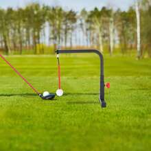 ONEUTRALON Golf Swing Trainer, Golf Swing Training Device, 3-Speed Adjustable Height, 360 ° Automatic Reset, Suitable For Novice Practice, 17.3 * 11 Inches - Black Red - View 2