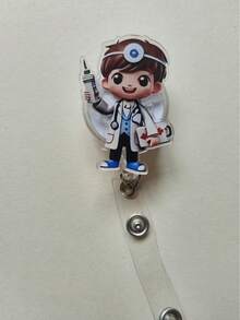 مشبك بطاقة هوية طبية مسطح 2D قطعة واحدة جميلة مع بكرة شارة قابلة للسحب وسلسلة قابلة للفصل - حامل بطاقة هوية ممرضة متين مع شخصية طبيب/ممرضة مبتسمة، حلقة سماعة طبية وعرض تأمين صحي - متوافق مع ملابس المستشفى والملابس الرسمية - مناسب للطلاب الطبيين والممرضات الممارسات - تصميم مسطح 2D مع آلية قابلة للسحب ومشبك بطاقة آمن - إكسسوار عصري وعملي