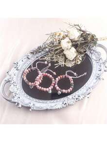 1pcs Elegant & Cute Pink Beaded Bracelet With Initial Charm Letters A~T, Perfect Jewelry Gift For Women, Ideal For First Day Of School, Birthdays, Christmas, Granddaughter Presents - 孫女A - 查看 11