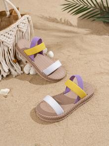 2025新款彩色凉鞋沙滩凉鞋波西米亚风高中时尚凉鞋软底凉鞋耐磨时尚凉鞋名品凉鞋厚底舒适凉鞋 - 白色 - 查看 3