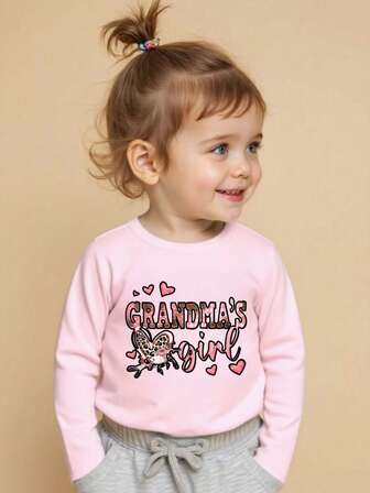 1pc Toddler Girls' Casual Printed Crew Neck Long Sleeve T-Shirt, Summer Kids Wear - Adorable Baby Tee That Brings Joy And Happiness To Every Child! Interesting And Colorful T-Shirt Stimulates The Imagination Of Every Baby