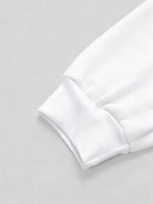 新款设计 - 女士春夏运动短款卫衣，印花，多种颜色可选。女士短款加厚抽绳连帽卫衣，灰色，适合户外运动、跑步、健身房活动。白色 - 白色 - 查看 5