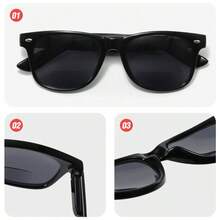 28克超轻复古方形双光老花镜，多种放大倍数可选（+100~+400），男女通用双光太阳镜 - 黑色RM8108 - 查看 8