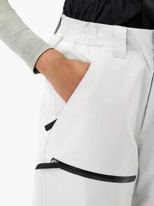 VECTOR MOTION Strider 保暖内衬直筒滑雪裤，弹性面料，防风，防水，耐磨，透气，适用于单板/双板滑雪 - 白色 - 查看 5