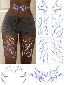 8 Sheets Rumi Tattoos Temporary KpopDemonHunters Face Tattoos Waterproof Body Stripes Tattoo Stickers For Halloween Rumi Cosplay Makeup Party Prom Music Festival Karneval Fasching Accessories