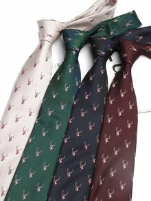 1pc Handmade Animal Print Unisex Necktie, Suitable For Casual, Streetwear, Business, Party, Wedding - Multicolor - View 10