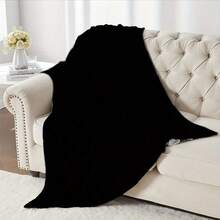 1PC Black Simple Flannel Blanket - Exquisite Design, Suitable For All Seasons, Nap, Office, Sofa, Car - Great Gift Choice, Durable Edges, Fun Shape, Small Throw Blanket - Multicolor - View 7