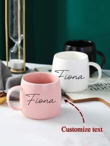 1pc Customized Ceramic Coffee Mug, Ins-Style Glazed Ceramic Mug, Household Breakfast Cup, Milk Cup, Ceramic Water Cup, Tea Cup, Personalized Mug, Couple Wash Cup, Beverage Cup, Exquisite And Perfect, Creative, Unique Personalized Signature, Suitable For Home, Office, School, Party, Wedding, Holiday Unique Gift - Multicolor - View 3