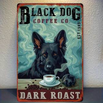 1 pieza Señal de metal de Pastor Alemán negro de 8x12 pulgadas, señal de metal vintage, decoración de pared para cocina, hogar, jardín, pared, bar, cafetería