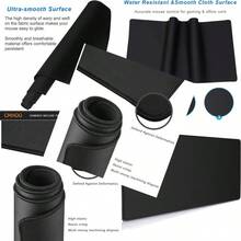 XXL Professional Large Mouse Pad And Computer Game Mouse Mat 35.4x15.7x0.12IN 90x40 Black - 90x40黑色 - 查看 1