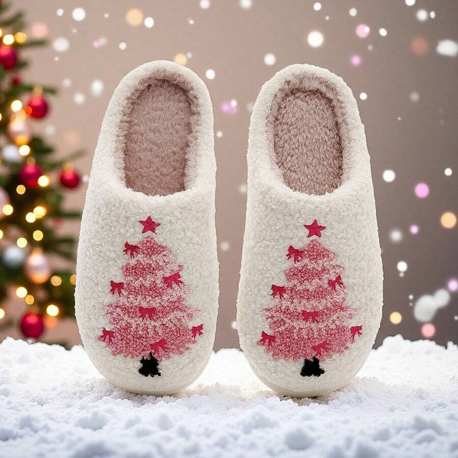 Pantuflas térmicas de árbol de Navidad rosa para mujer, pantuflas interiores suaves y cálidas con forro polar para otoño/invierno, Galentines, Puppy, Carnaval, zapatos, selecciones de primavera y verano, regalos para damas de honor, habitación, decoración de dormitorio, playa, viaje, para hombres, para mujeres, vacaciones, Día de la Mujer, artículos esenciales de viaje, recuerdos de boda, Y2k, dormitorio, accesorios de coche para mujeres, decoración de cocina, cosas lindas - Multicolor - Ver 1