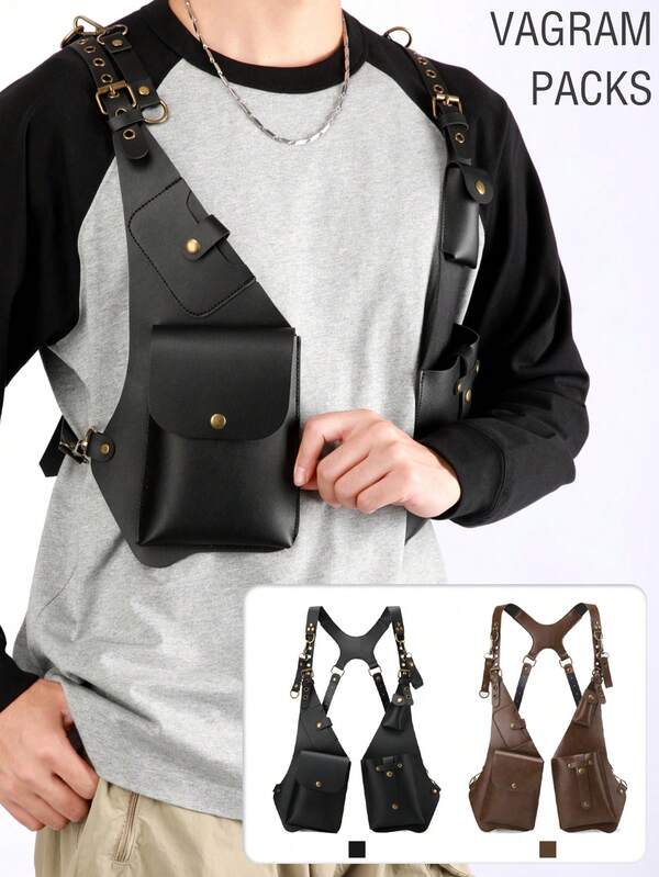 1 pieza Mochila tipo chaleco de cuero con múltiples bolsillos. Mochila de senderismo. La longitud de la correa del hombro se puede ajustar. Diseño antirrobo. Mochila ligera para exteriores. Bolsa de gimnasio práctica unisex. Mochila tipo chaleco. Mochila de senderismo para exteriores. Mochila de aventura de múltiples compartimentos para camping y viajes. Para mujeres y hombres, entusiastas del ciclismo, el montañismo, los maratones y los amantes de los deportes al aire libre. Accesorios y artículos de viaje perfectos. Artículos de viaje esenciales.