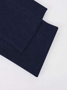 1pc Teen Boys Casual Loose Comfortable Outdoor Sports Solid Color Fleece Knit Straight Leg Wide Leg Polyester Pants, Spring/Autumn/Winter - Navy Blue - View 8