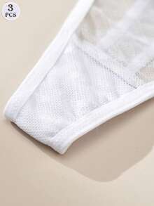 3件套性感蕾丝女士丁字裤，浪漫蕾丝波点内裤，性感交叉绑带舒适内衣 - 彩色 - 查看 6