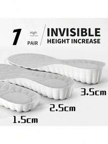 1 Pair Unisex Breathable Height Increasing Insoles, Non-Slip, Anti-Odor, Shock Absorbing, Full-Length Raised Insoles For Sports Shoes, Work Boots - White-gray 1.5cm - View 1