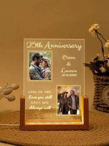 1 Personalized Photo Night Light Plaque, Couple Light, Custom Acrylic Frame, Bedroom Decoration, Custom LED Night Light, Two Base Styles To Choose From, Gifts For Her And Him, Gifts For Family And Relatives, Custom Photo Text, Two Base Options, Custom Night Light, Couple Engagement Gift, Couple Personalized Engagement Gift, Engagement Frame, Custom Gift, Anniversary Wedding Gift - one-size - View 4