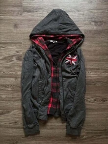 Y2K New Arrival Fall/Winter American-Style Letter Print Dark Gothic Retro Oversized Zipper Hoodie - 黑色 - 查看 1