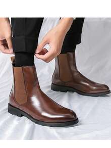 Botas Chelsea Retrô Masculinas, Botas de Motocicleta Clássicas, Marrom