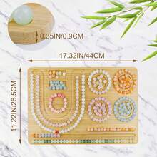 Perlenbrett, Bambusperlenbretter für die Schmuckherstellung, Armband-Messbrett und Perlenbrett mit eingravierten Maßen und Aufbewahrungsrillen – ideales Perlenbrett zum Basteln