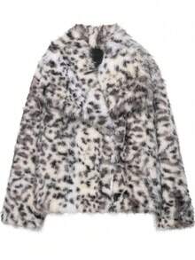 Seelio Autumn/Winter New Women's Fashion European & American Style Animal Print Faux Fur Jacket - Multicolor - View 9
