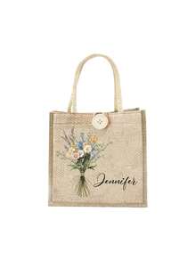 Personalisierte Leinen-Segeltuch-Handtasche, individuelle Tragetasche, Individualisierung Handtasche, tragbare Lässig-Aufbewahrungstasche, multifunktionale Einkaufstasche, faltbar, großes Fassungsvermögen, einfach, leicht, personalisiert, mit Knopfverzierung, Schultertasche, Lunchpaket, Schultasche, für Hochzeit, Geburtstag, Strand, Urlaub, Einkaufen, täglichen Gebrauch, ein tolles Geschenk für Frauen, Mütter, Lehrer, Freunde, Brautjungfern, Studenten, Weihnachten, Valentinstag, Erntedank, Lehrertag