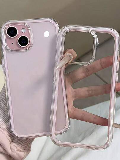 Funda de teléfono de lujo minimalista en unicolor blanco, rosa, negro, azul y verde, funda protectora para smartphone 3 en 1 con parachoques grueso y duro, personalizada, anti-caída, cobertura total, tacto transparente, regalo de primavera, cumpleaños, fiesta y celebración, estética