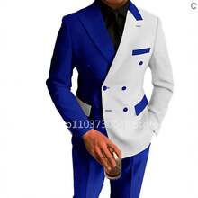 Two-Piece Suit Tuxedo Groom And Groomsmen Attire Wedding Banquet Attire - 白+酒紅 - 查看 5