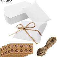 10个/30个/50个装可折叠牛皮纸枕形礼盒，配麻绳，感谢礼盒，适用于婚礼、新娘送礼会、生日、新年和节日礼品包装盒 - 彩色 - 查看 13