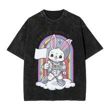 Eletric Callboy Space Bunny T-Shirts Men  Funny Cotton Tees Round Neck Short Sleeve T Shirt Gift Clothes, - 黑色 - 查看 1