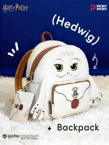 Harry Potter Girl's Hedwig Plush Backpack Large-Capacity Zip Storage Bag For Commute Outing Holiday Party Performances Dress Halloween Christmas Gift For Young Woman & Students & Lady - White - View 2