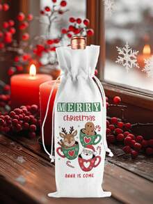 1pc/5pcs/8pcs Customized Linen-Like Fabric Wine Bag, Christmas Wine Gift Bag, Personalized Wine Bottle Cover, Reusable Christmas Wine Bottle Sleeve, Suitable For Christmas, Wedding, Birthday, Holiday Party, Housewarming, Storage - Multicolor - View 9