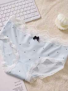 6-Piece Set Of Women's Lace Bow Polka Dot Comfortable, Cute, And Sexy Panties, Colors Randomly Selected - 混合色 - 查看 3