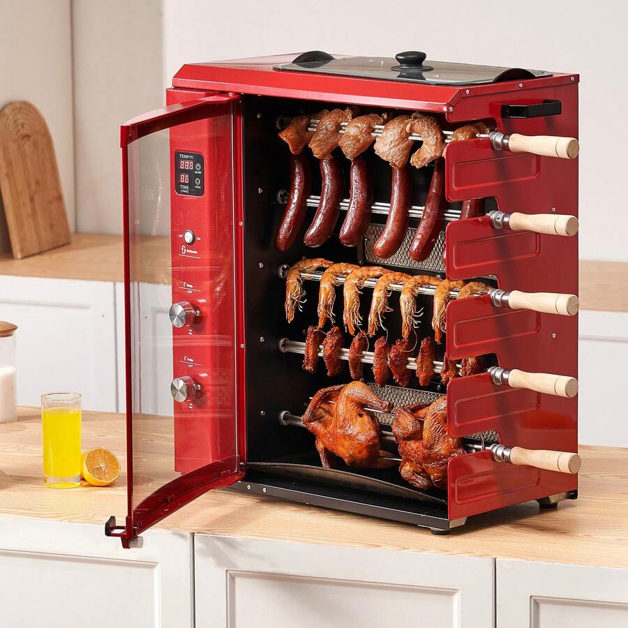 Shawarma Grill Machine, 5 Strings Of Barbecue Capacity, Chicken Shawarma Cooker Machine, Gas & Electric Broiler Gyro Rotisserie Oven Doner Kebab Machine, For Home Restaurant Kitchen Parties - 查看 1