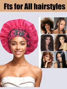 1件装真丝长帽，十二星座印花宽檐贴合长发帽 - 女士缎面睡眠帽，护发配件，柔软面料长帽，贴合帽型。睡眠帽 - 黑色-long bonnet-星座-1pc - 查看 6