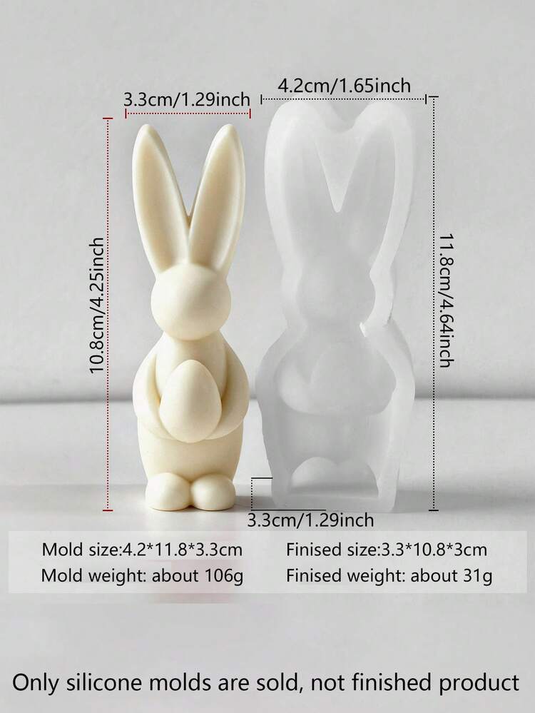 Rabbit Ear & Heart Shaped & Egg Shaped Candle Mold, Easter Decoration 3D Rabbit Egg Candle Silicone Mold, Reusable High Temperature Resistant Silicone Mold For DIY Scented Candle Decoration, Plaster Diffuser, Resin Casting And More, Suitable For Holiday Celebration, Meditation And Home Decor - White - View 12