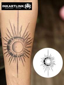 INKARTLINK Lunar Trace Tattoo, Semi-Permanent Tattoo, Realistic Tattoo, Lasts 1-2 Weeks, Temporary Tattoo, Waterproof, Authentic Tattoo Appearance, Niche Design Tattoo, Fruit Juice Tattoo, Plant Tattoo - Black - View 2