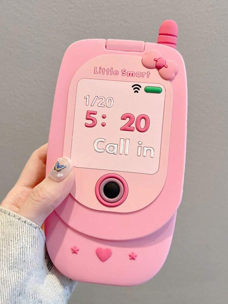 1pc Korean Cute 3D Hot Pink Big Cellphone Model Flip Mirror Silicone Phone Case Compatible With IPhone 16 15 14 13 12 Pro Max 11 Shockproof Soft Cover Gift - Pink - View 17