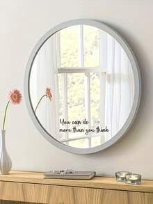 1/2Pcs Inspirational "You Can Do More Than You Think" Mirror Decal Set – Gloss Wall Sticker | Self-Adhesive Motivational Empowerment Quote, Home Decor Accessory For Bathroom & Bedroom - Multicolor - View 3