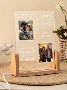 1 Personalized Photo Night Light Plaque, Couple Light, Custom Acrylic Frame, Bedroom Decoration, Custom LED Night Light, Two Base Styles To Choose From, Gifts For Her And Him, Gifts For Family And Relatives, Custom Photo Text, Two Base Options, Custom Night Light, Couple Engagement Gift, Couple Personalized Engagement Gift, Engagement Frame, Custom Gift, Anniversary Wedding Gift - one-size - View 3