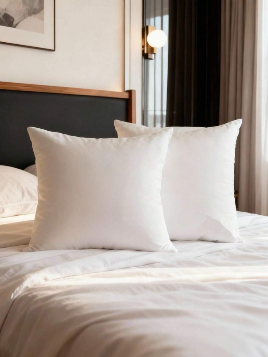 2-Pack 100% Polyester Silicone Fiber Filled Decorative Pillow Inserts – 30x50 Cm (250 G), 35x35 Cm (230 G), 40x40 Cm (290 G), 45x45 Cm (400 G), 50x50 Cm (450 G), 55x55 Cm (570 G), 60x60 Cm (710 G) – Soft Tela Fabric, Fluffy, Durable & Hypoallergenic – Made In Turkey - White - View 1