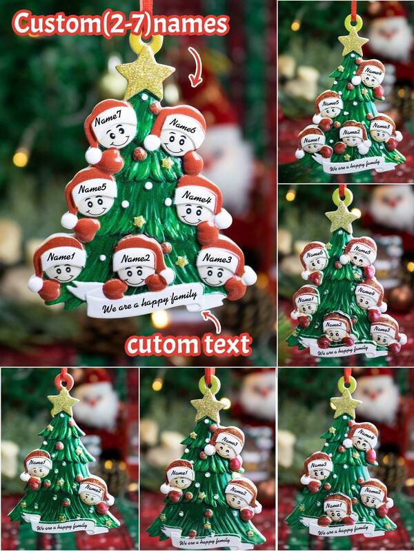 LICVIC 1pc Personalized Christmas Ornaments With Name - Custom Picture Christmas Ornaments 2025, Ornaments For Christmas Trees, Christmas Decor, Xmas Gifts For Mom Dad Pets Friend Gifts For Women Friendship,Personalized Family Christmas Tree Ornament