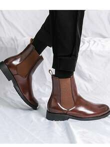 Botas Chelsea Retrô Masculinas, Botas de Motocicleta Clássicas, Marrom