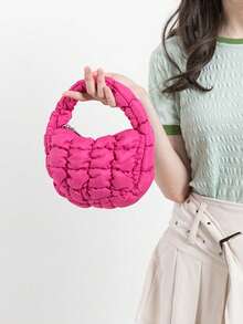 2025 Neue Mode Kleine Nische Design Vielseitige Rautenmuster Dopamin Stil Multi-Farben Optional Süß Schick Pastoraler Koreanischer Stil Herbst/Winter Mini Handtasche, Shopper, Wolken Tasche, Plissee Tasche - Verschiedenfarbig - Übersicht 10