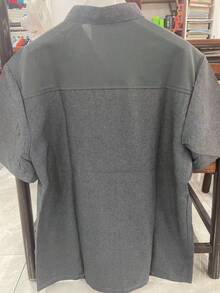 新款男女通用短袖立领刺绣厨师制服 - 灰色 - 查看 4